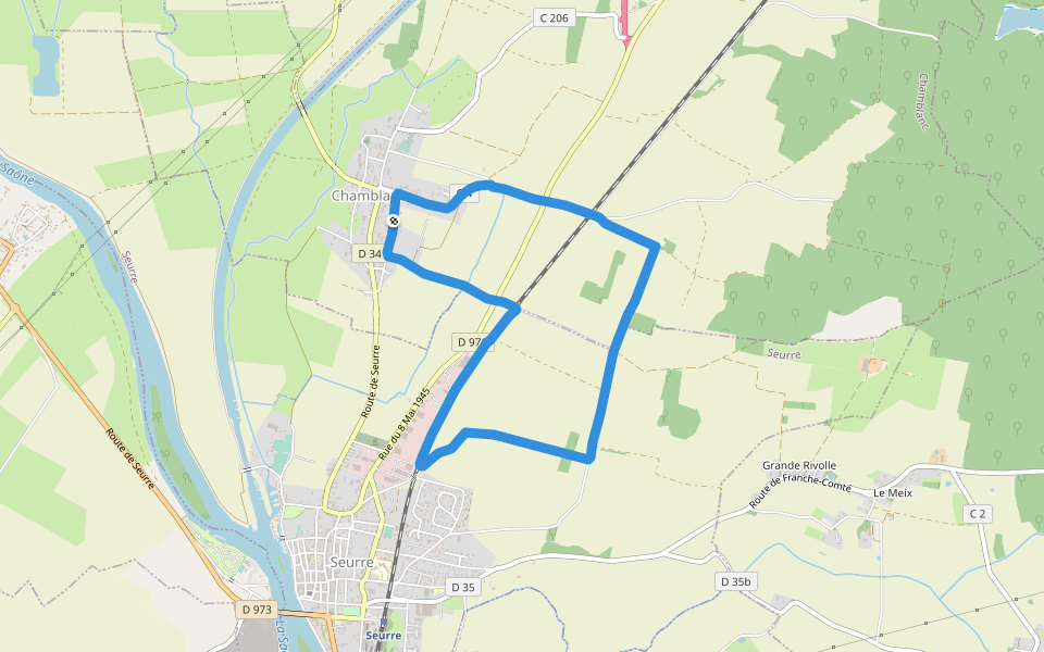 Chemblanc walking route map in Chamblanc