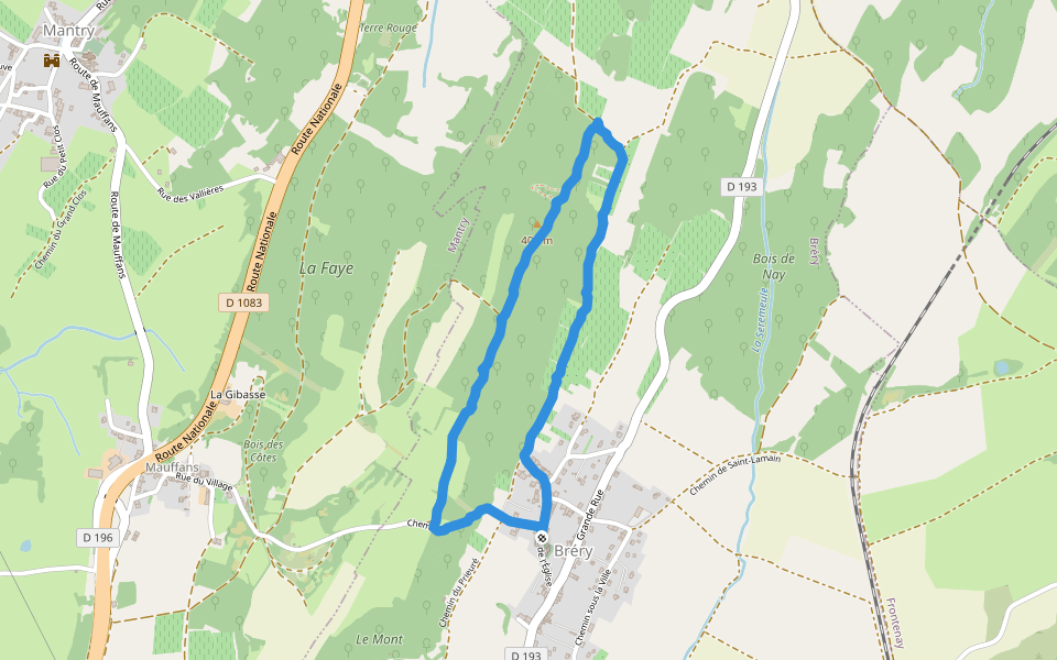 Chemin du Prieuré walking route map in Domblans