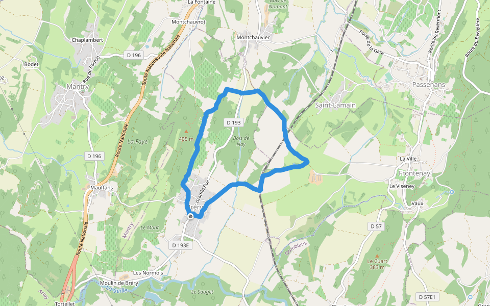 Chemin du Prieuré walking route map in Domblans