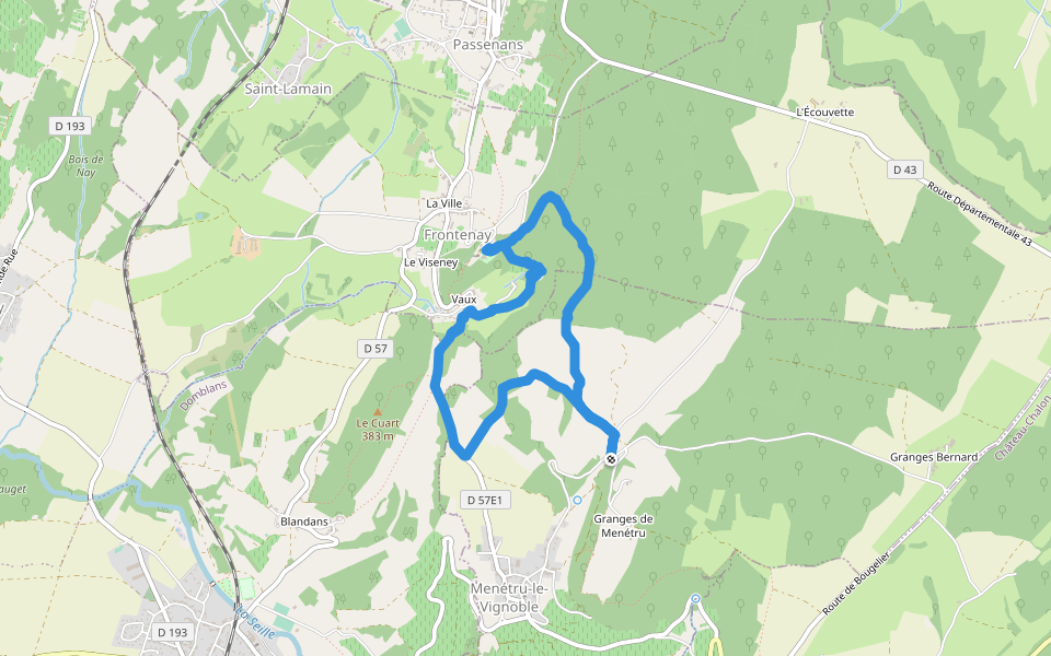 Impasse de la Muriat walking route map in Menétru-le-Vignoble