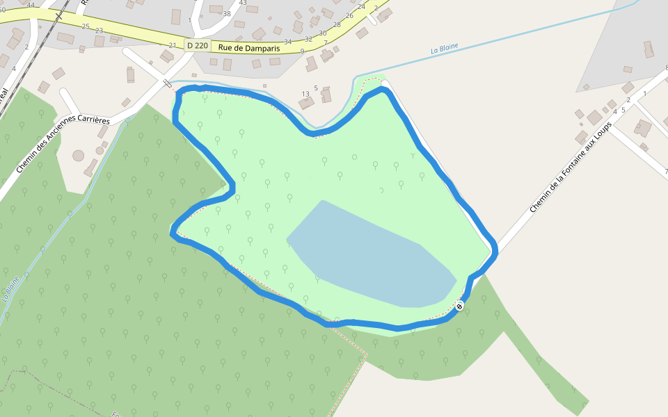 Etang de Foucherans walking route map in Foucherans