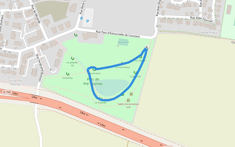 Parc de Pré-Thomas walking route map in Saint-Apollinaire