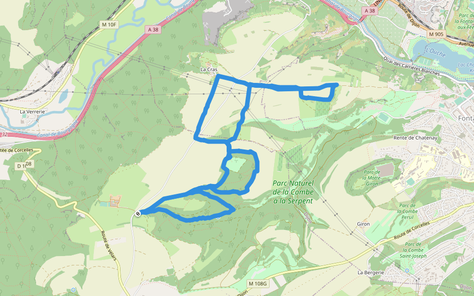 Chemin de la Combe Pirouelle walking route map in Corcelles-les-Monts