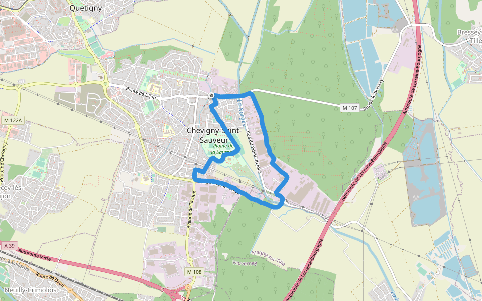 Plaine de la Saussaie walking route map in Chevigny-Saint-Sauveur