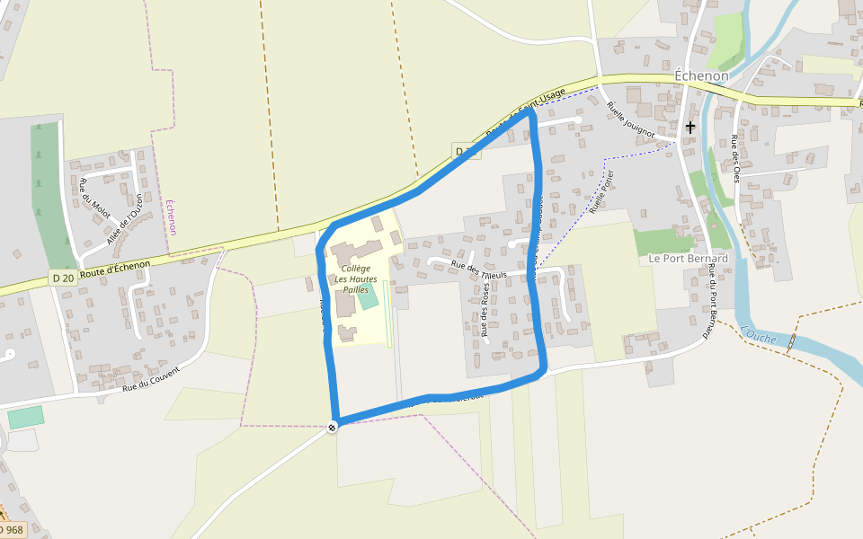 Gymnase walking route map in Saint-Jean-de-Losne