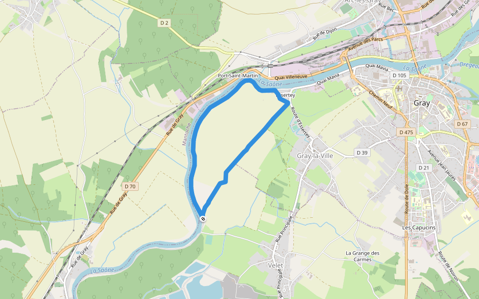 La Saône walking route map in Velet