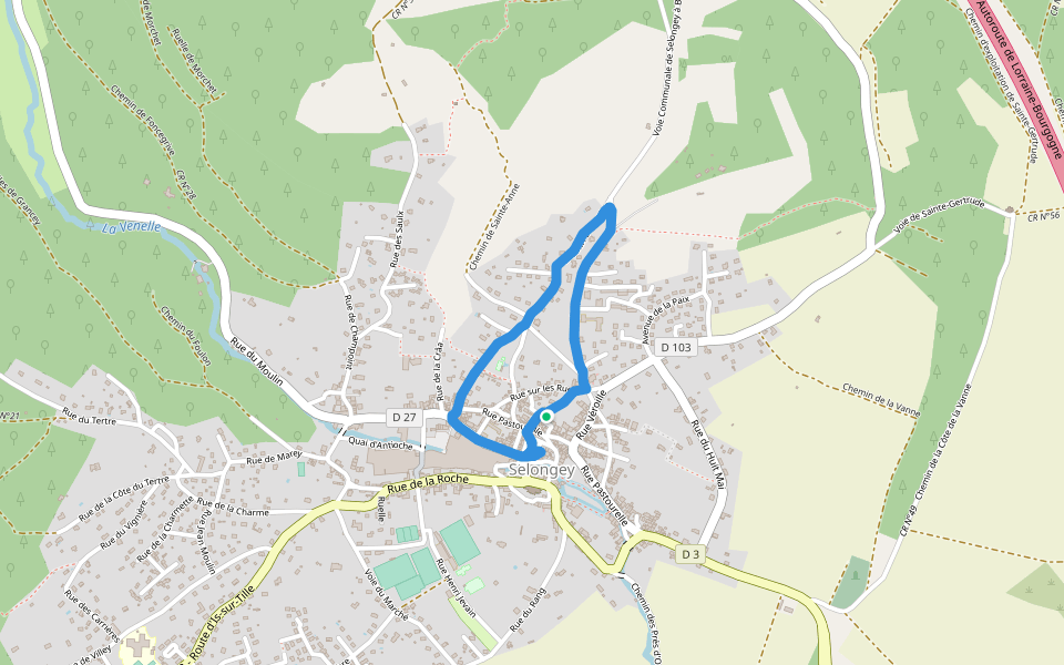 Chemin de Sainte-Anne walking route map in Selongey