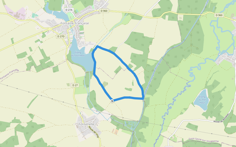 Chemin de la Grande Prairie walking route map in Fontenelle