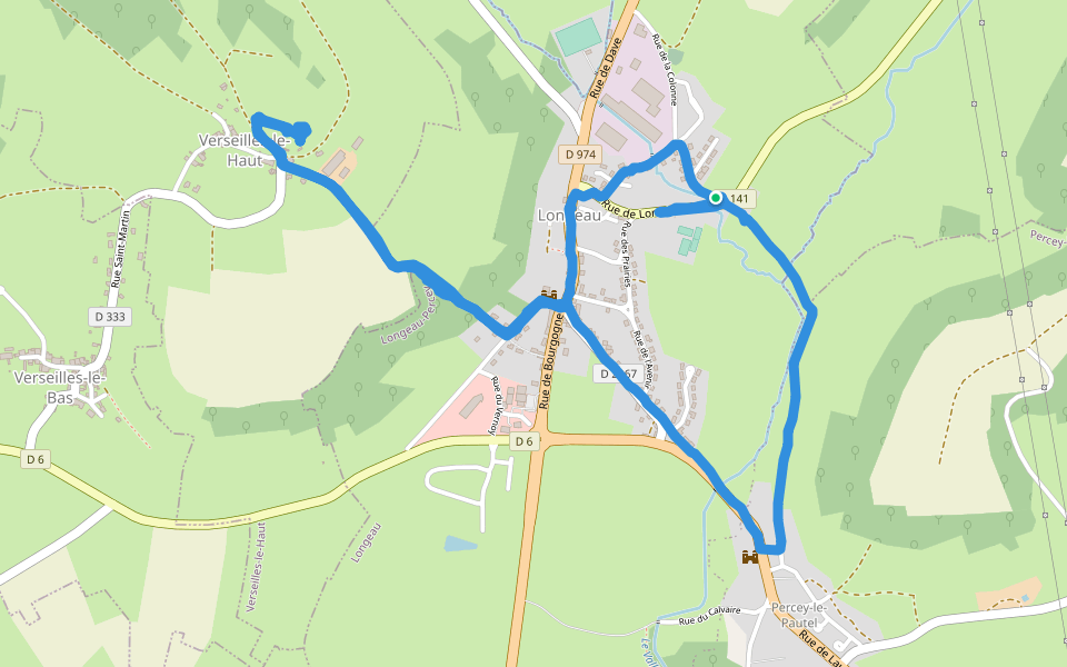 Chemin de l'Église walking route map in Longeau-Percey
