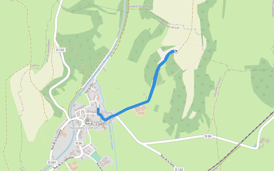 Chemin de Vernois walking route map in Villegusien-le-Lac