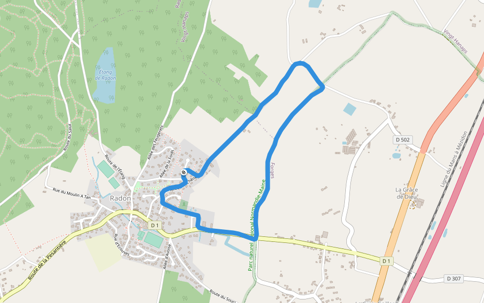 Forêt domaniale d'Écouves walking route map in Écouves