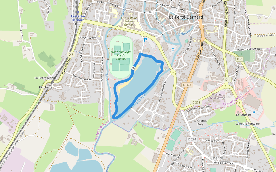 Le plan d'eau walking route map in La Ferté-Bernard