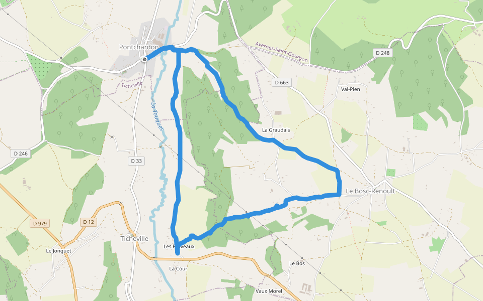 Pontchardon Scenic  walking route map in Pontchardon