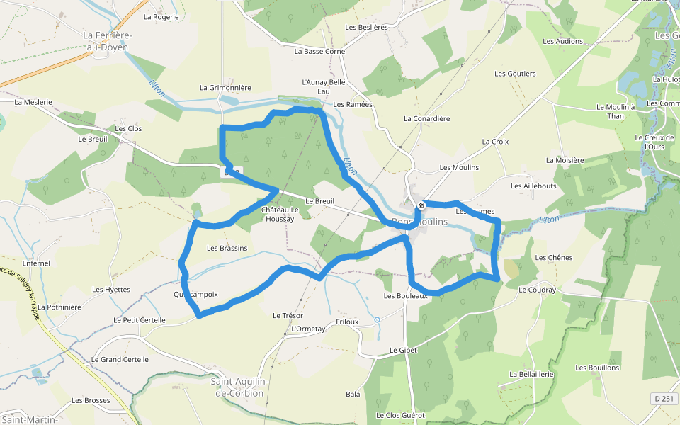 L'Iton walking route map in Bonsmoulins