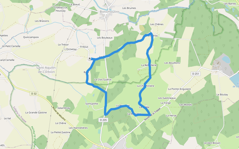 Le Gibet walking route map in Saint-Aquilin-de-Corbion