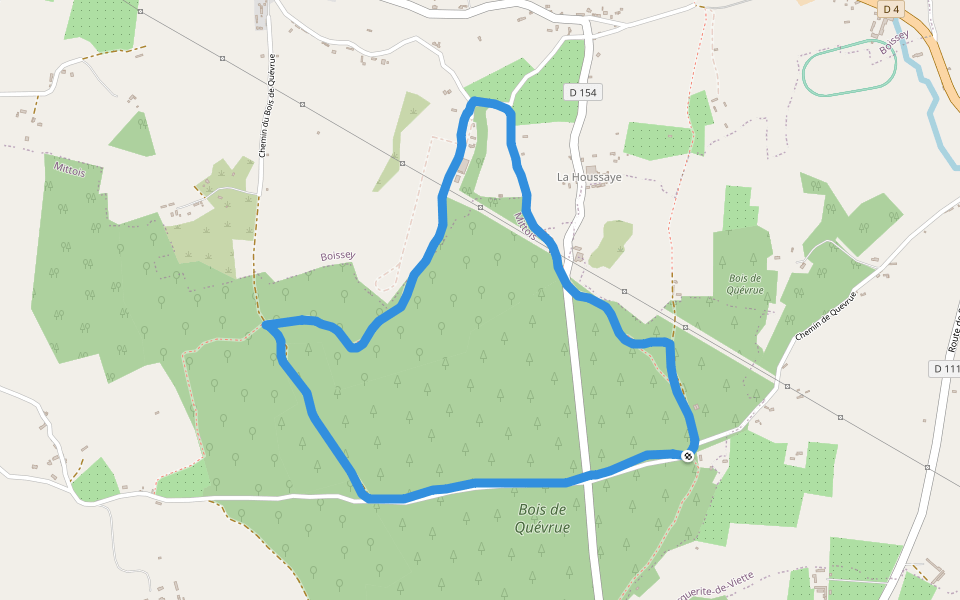 Bois de Quévrue walking route map in Saint-Pierre-en-Auge