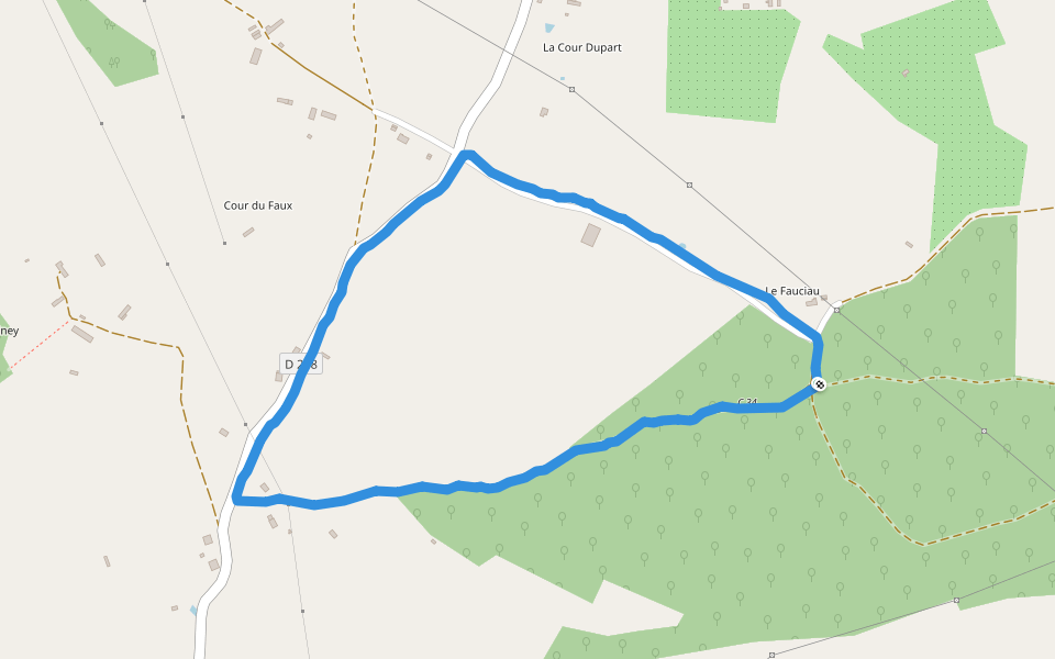 Le Fauciau walking route map in Lisores
