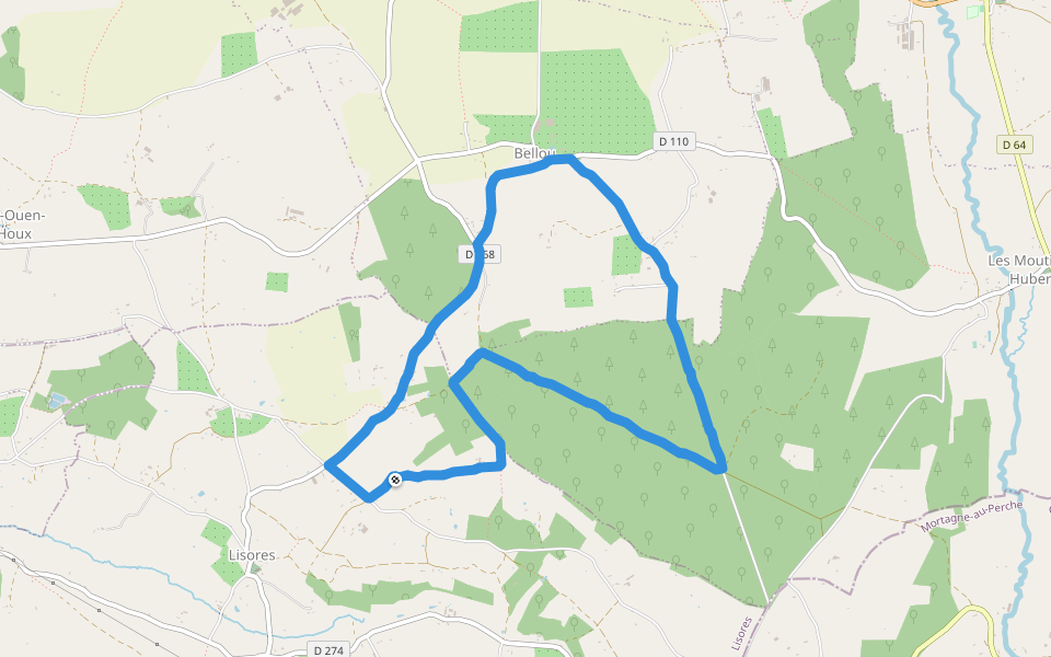 Bellou walking route map in Lisores