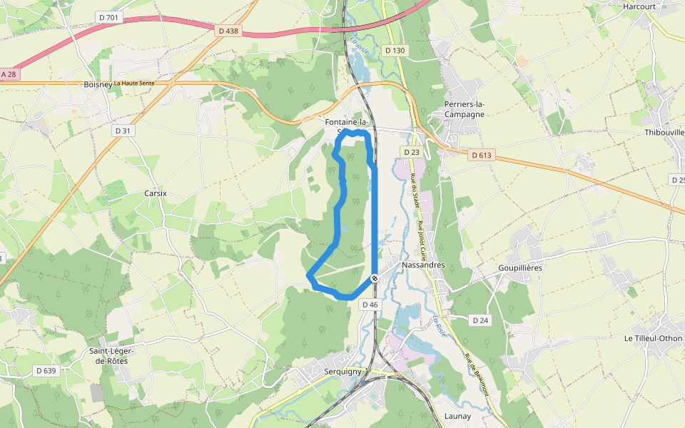 Chemin de Saint-Brice walking route map in Serquigny