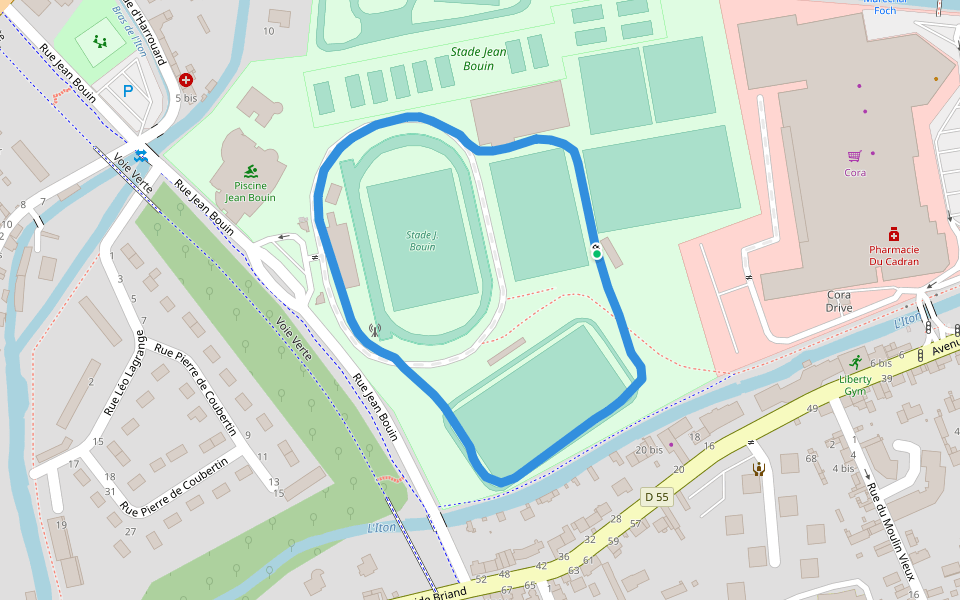 Stade J. Bouin walking route map in Évreux