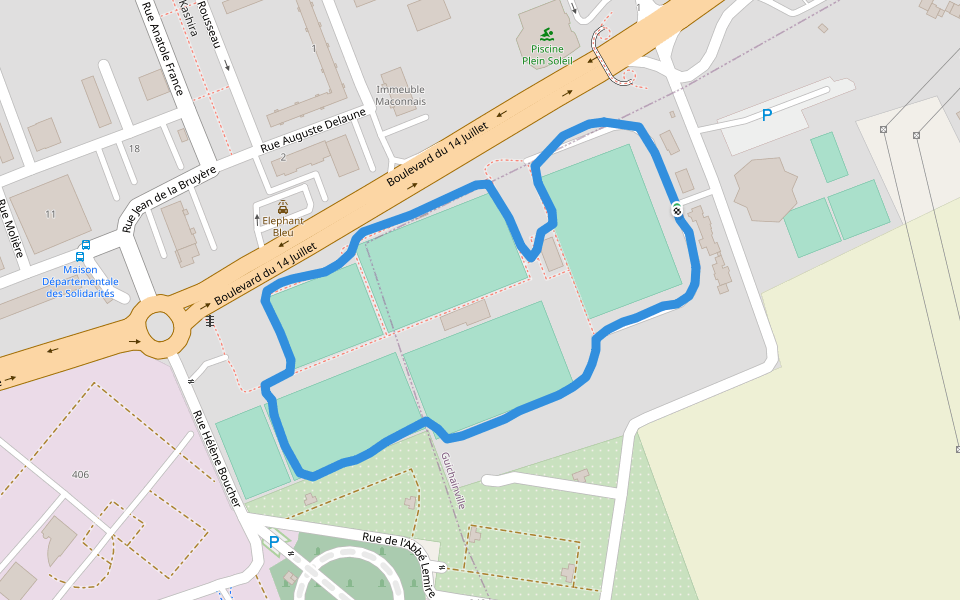 Piscine Plein Soleil walking route map in Guichainville