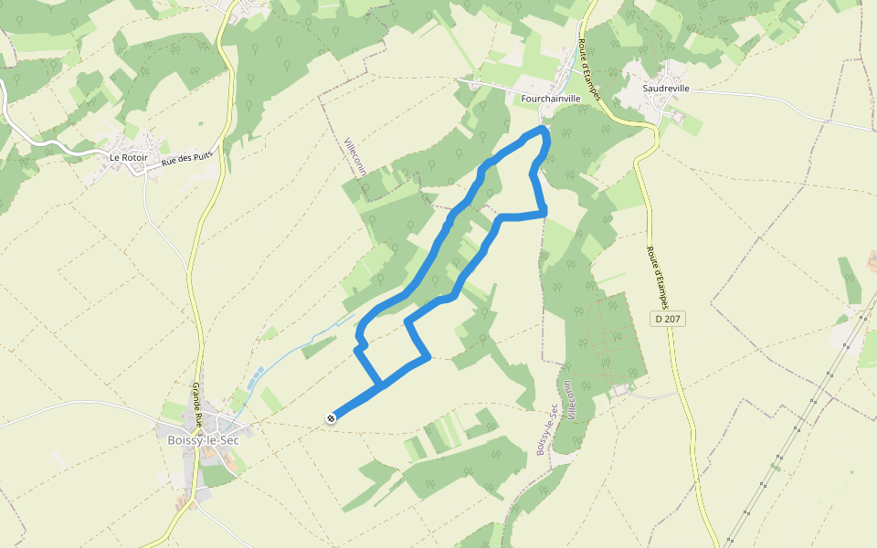 Chemin de Boissy-le-Sec a Fourchainville walking route map in Boissy-le-Sec