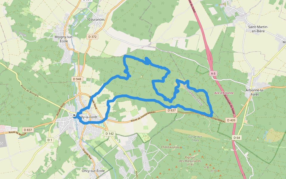Chemin de Milly à Coquibus walking route map in Milly-la-Forêt
