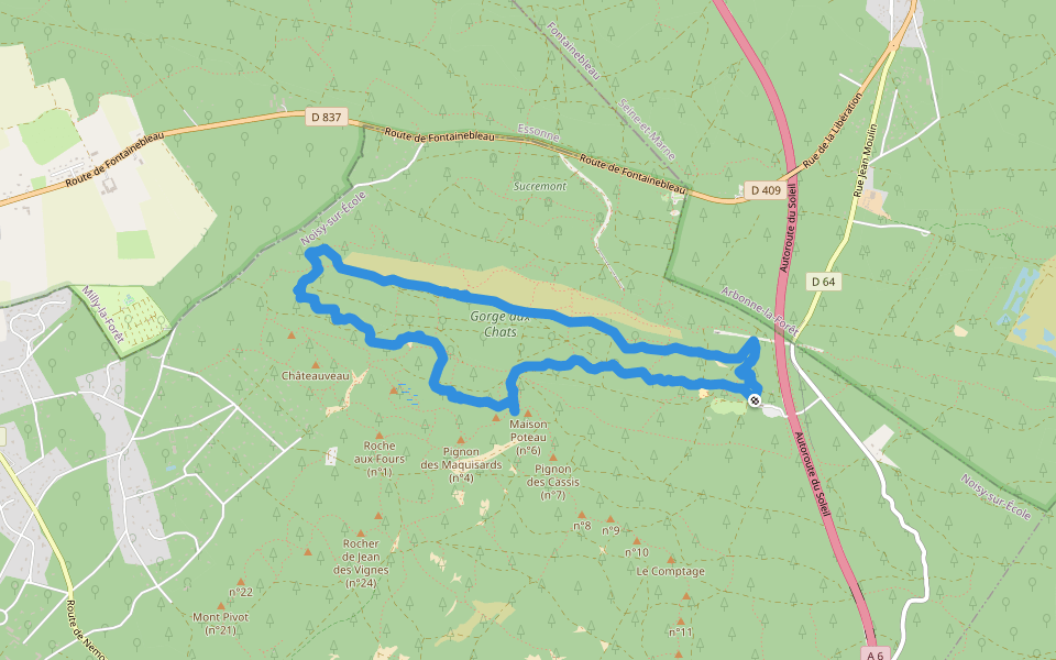 Chemin de la Gorge aux Chats walking route map in Noisy-sur-École