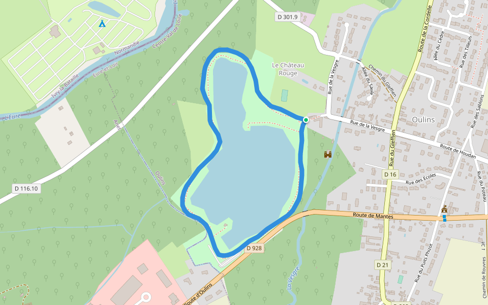 Chemin du Lavoir walking route map in Oulins