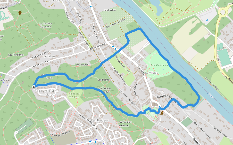 Sente du Montant walking route map in Jouy-le-Moutier