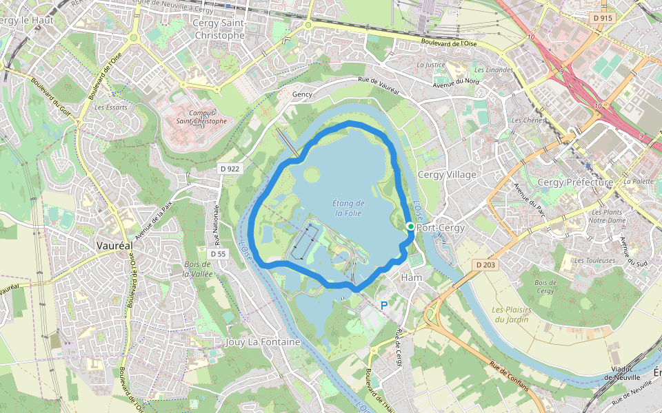Étang de la Foüe walking route map in Cergy