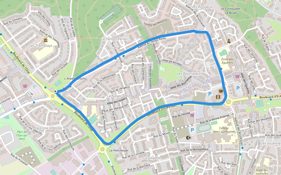 Bois de la Vallée walking route map in Jouy-le-Moutier