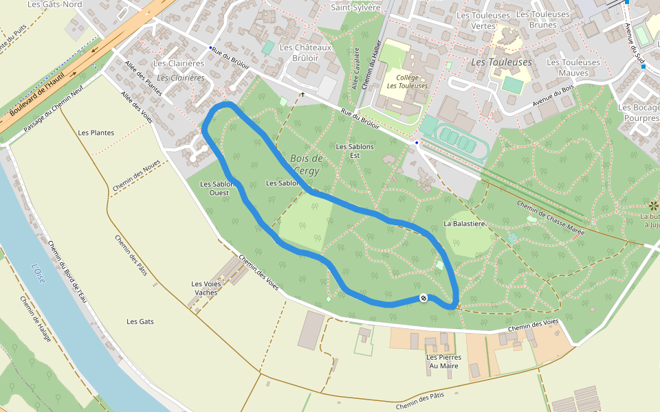 Bois de Cergy walking route map in Cergy