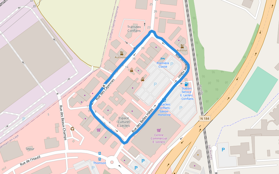 Première Classe walking route map in Conflans-Sainte-Honorine
