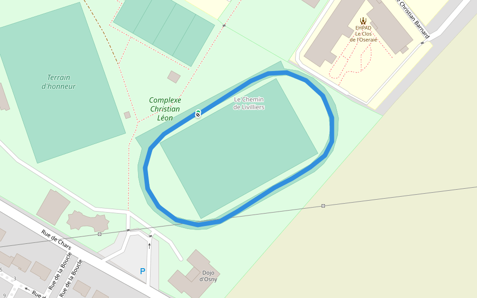 Complexe Christian Léon walking route map in Osny