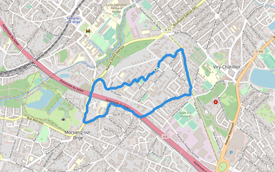 Sentier du Bois Racine walking route map in Viry-Châtillon