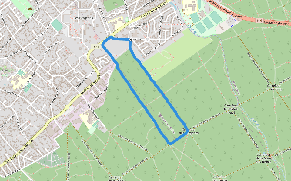 Forêt domaniale de Sénart walking route map in Vigneux-sur-Seine