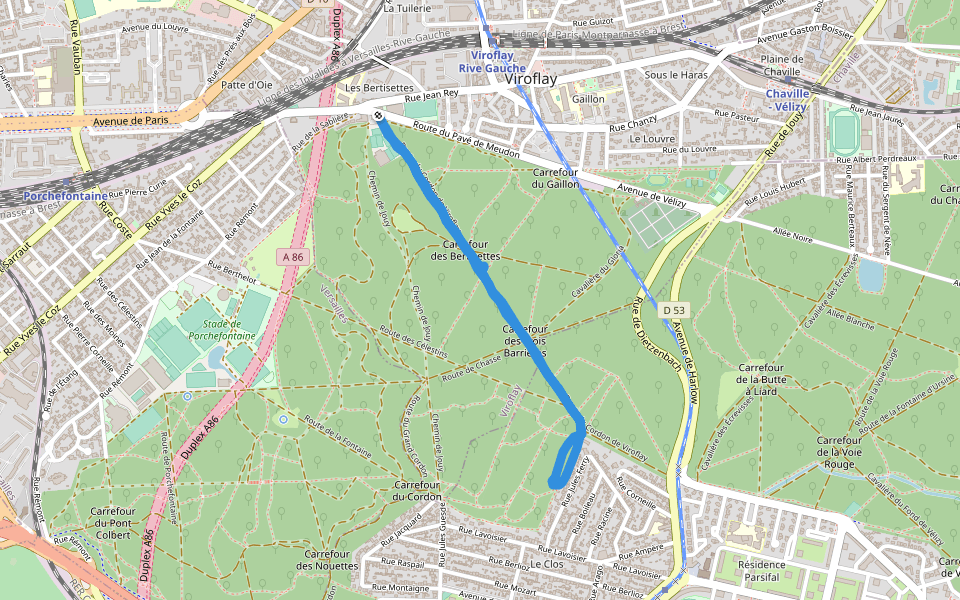 Cavalière du Gloria walking route map in Viroflay