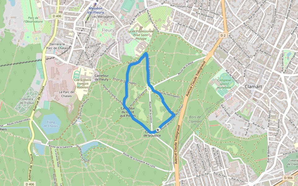Forêt domaniale de Meudon walking route map in Clamart