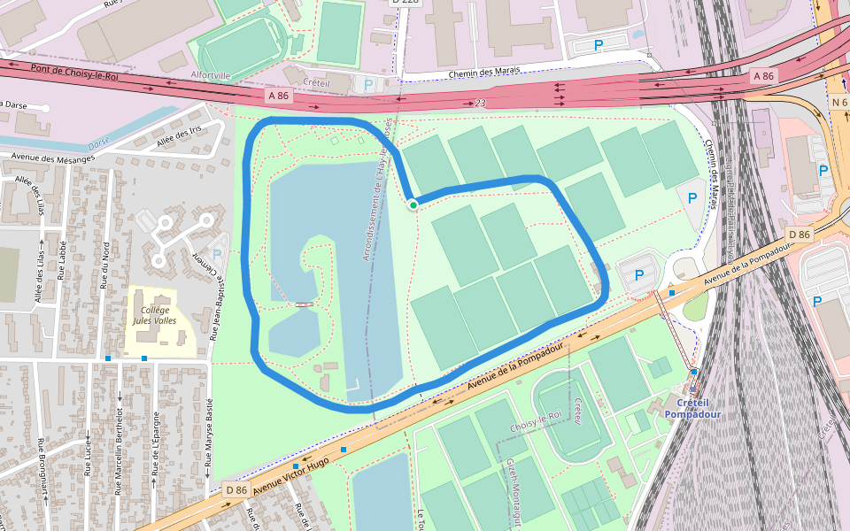 Paris Wakepark walking route map in Choisy-le-Roi