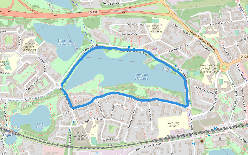 Étang du Maubuée walking route map in Lagny-sur-Marne