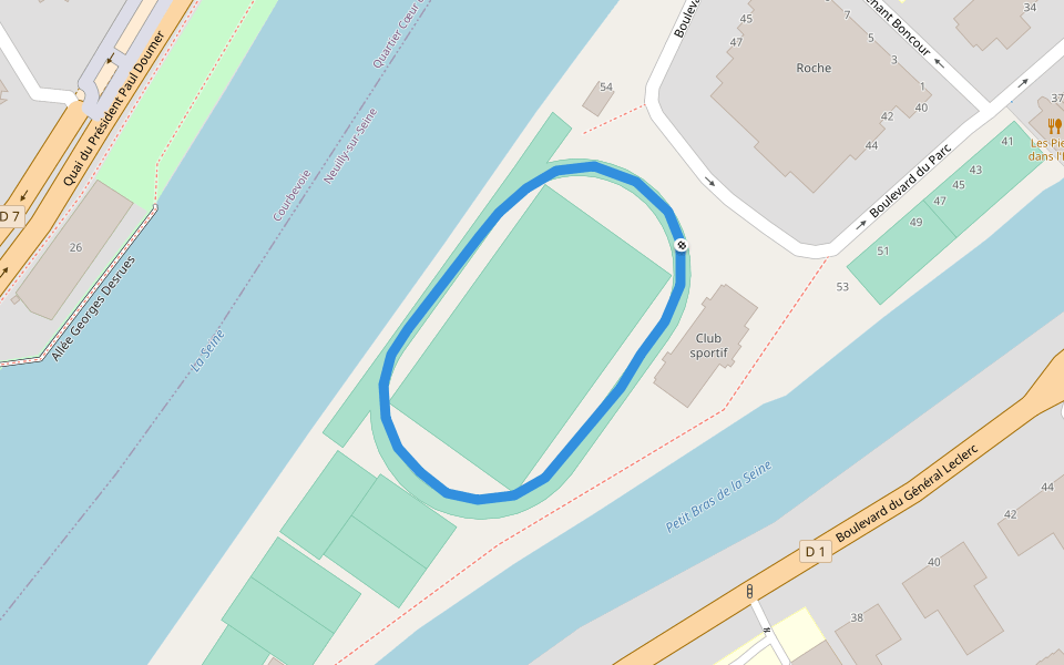 La Seine walking route map in Neuilly-sur-Seine