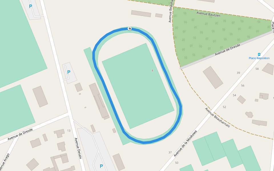 Avenue de la Moskowa walking route map in Maisons-Laffitte