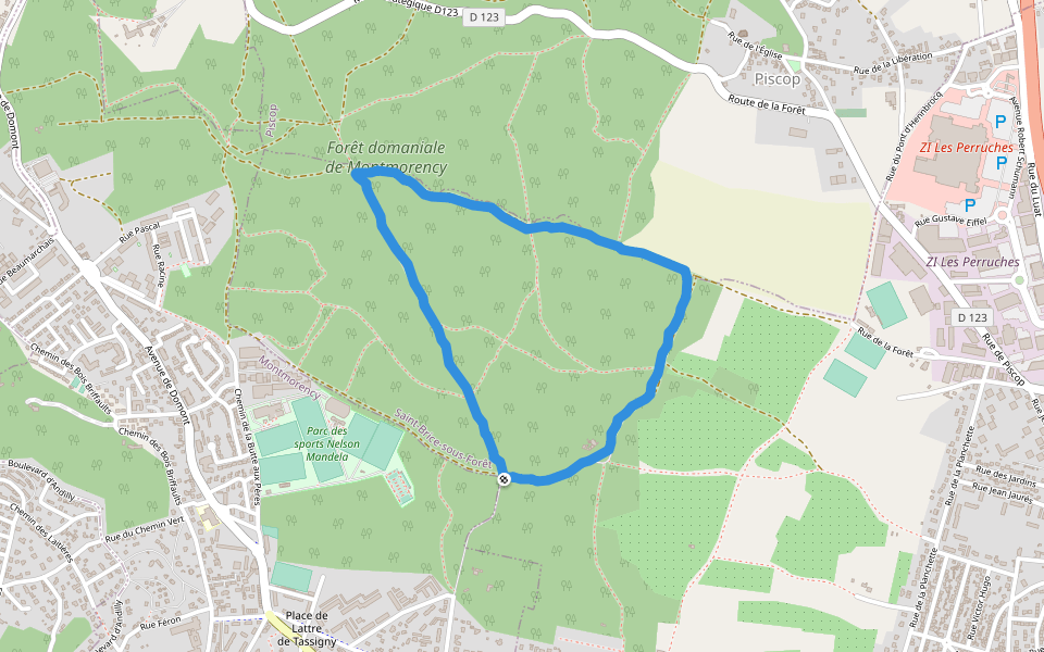 Chemin de la Grande Allée walking route map in Montmorency