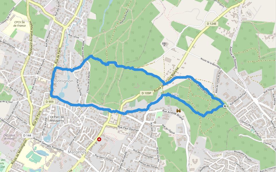 Place des Merisiers walking route map in Montmorency