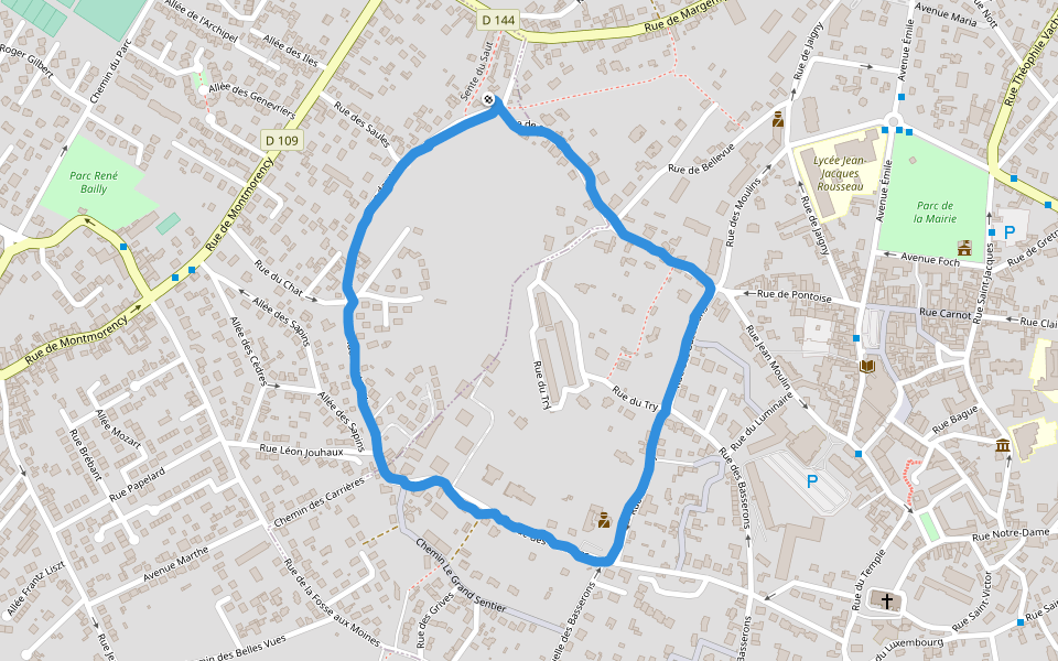 Sentier des Épinettes walking route map in Soisy-sous-Montmorency