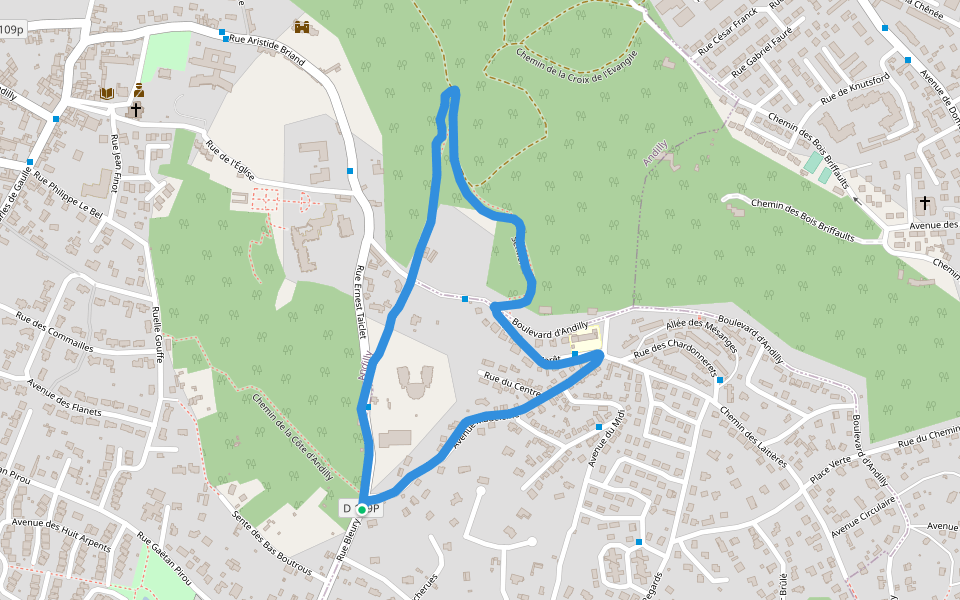 Chemin de la Côte d'Andilly walking route map in Soisy-sous-Montmorency
