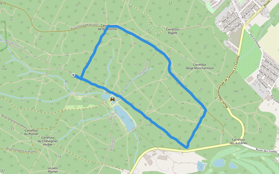 Route Forestière des Fonds walking route map in Saint-Prix