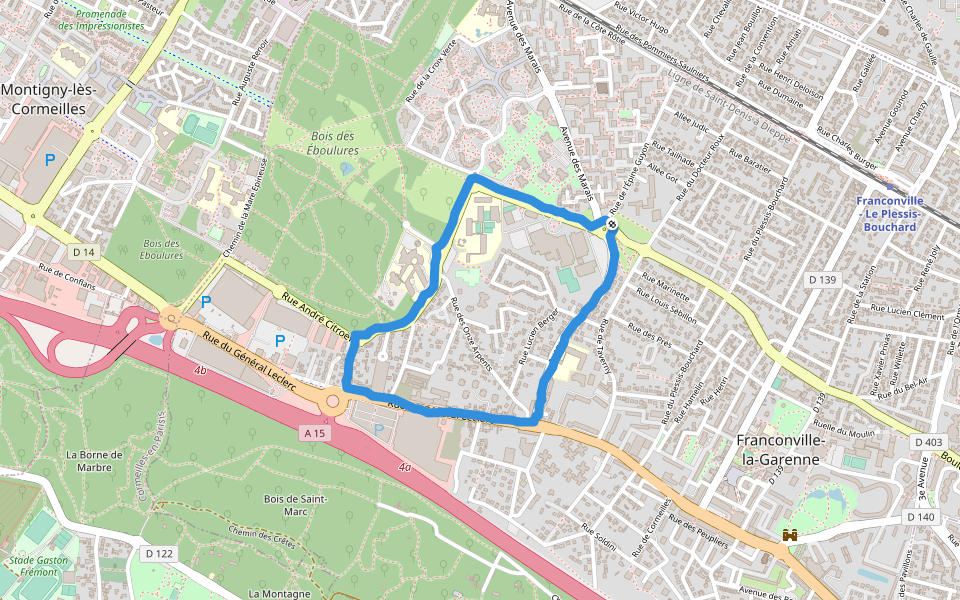 Bois des Éboulures walking route map in Franconville