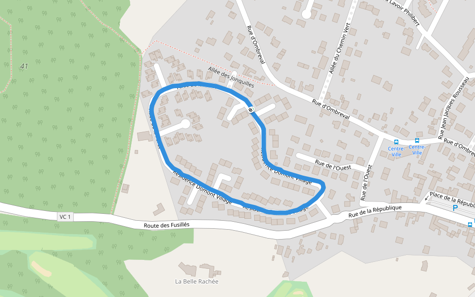 Forêt domaniale de Montmorency walking route map in Domont